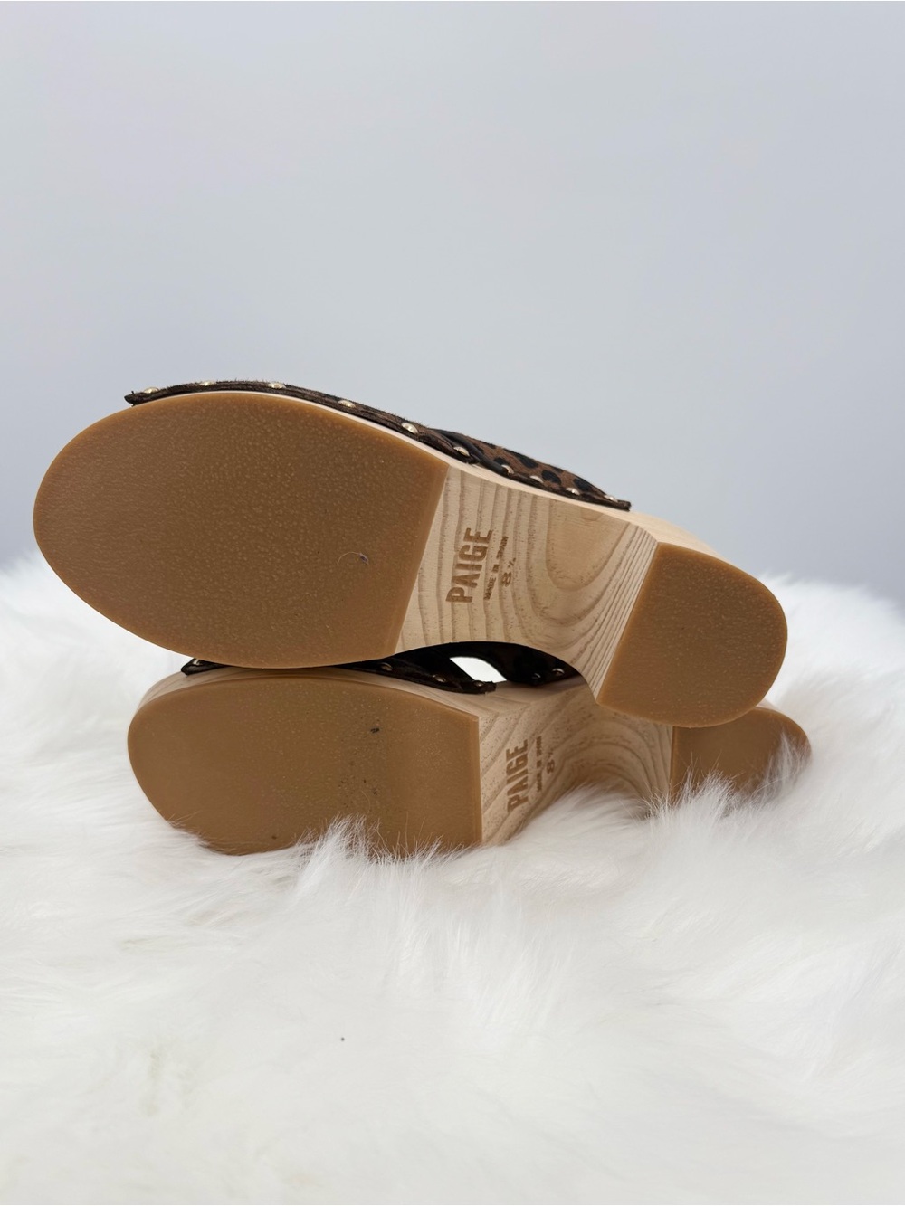 Paige Jules Genuine Calf Hair Mules Brown Leopard‎ Size 8.5 - Picture 3 of 7